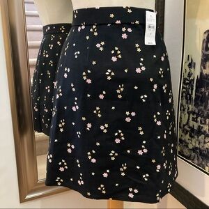 NWT Loft black skirt with floral print